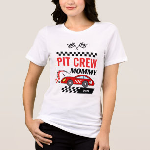 Race car pit crew mummy racing birthday matching  Tri-Blend shirt