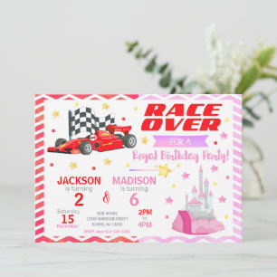 Race Car & Princess Joint Birthday Invitation