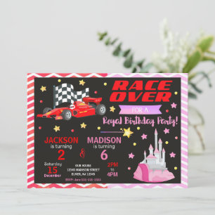 Race Car & Princess Joint Birthday Invitation