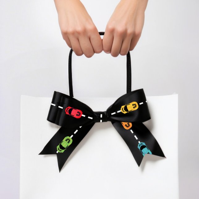 Race Car Race Track Black Satin Ribbon (Creator Uploaded)