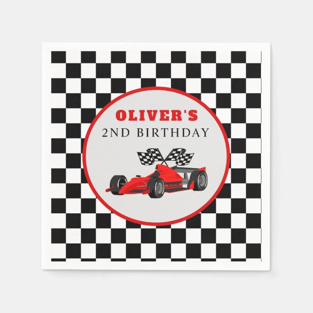 Race Car Racing Birthday Party Napkins (Front)