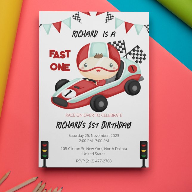 Race Car Racing Kid's Birthday Theme Invitation (Creator Uploaded)