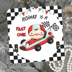 Race Car Racing Kid's Birthday Theme Square Sticker