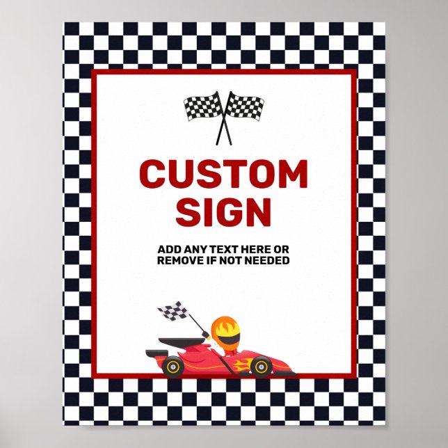 Race Car Racing Two Fast Boy Birthday Custom Poster (Front)
