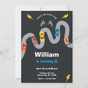 Race Car Rally Birthday Party Invitation