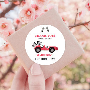 Race Car Red Birthday Party  Classic Round Sticker