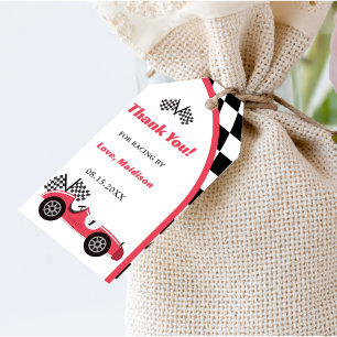  Race Car Red Birthday Party  Gift Tags