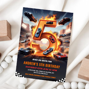 Race Car Red Speed Racer 5th Birthday Invitation
