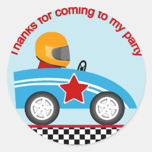 Race car round thank you sticker customise