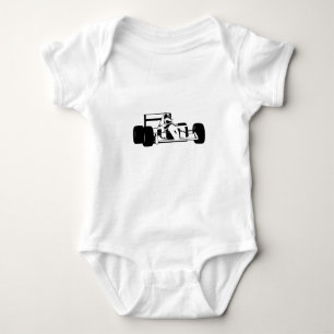 Race Car Silhouette black and white Baby Bodysuit