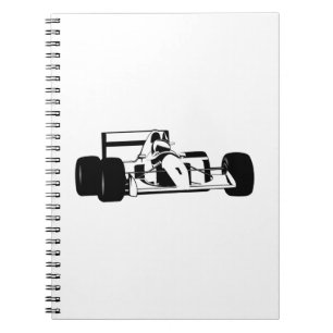 Race Car Silhouette black and white Notebook