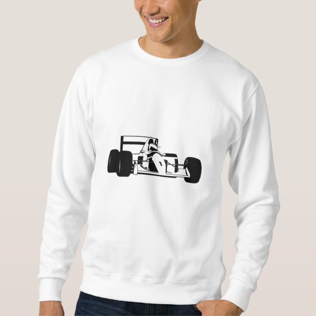 Race Car Silhouette black and white Sweatshirt (Front)