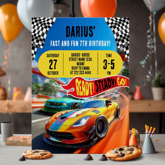 Race Car Speed Birthday Party Invitation (Creator Uploaded)