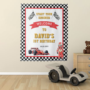 Race Car Start Your Engines 1st Birthday Tapestry