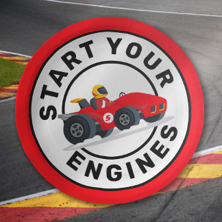 Race Car Start Your Engines Birthday Party Paper Plate