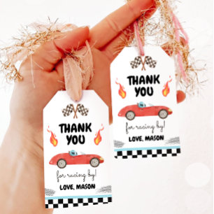 Race Car Thank You Blue Racing Red Boy Birthday Gift Tags