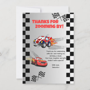 Race Car Thank You Card- Kids Birthday