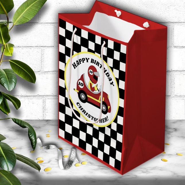 Race Car Theme Birthday Party Personalised Medium Gift Bag (Creator Uploaded)