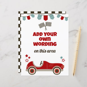 Race Car Theme Custom Sign