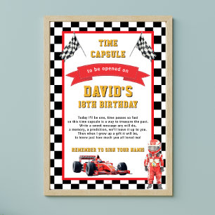 Race Car Themed  Birthday Time Capsule Game Poster