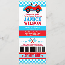 Race Car Ticket Pass Baby Shower Party Invitation