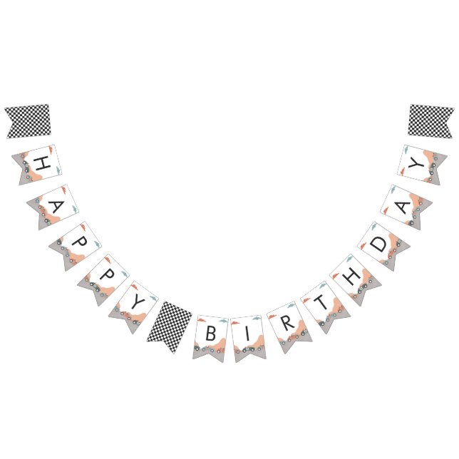 Race Car Two Fast 2 Curious Happy Birthday Party Bunting (All)