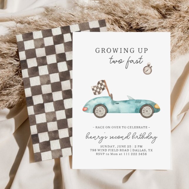 Race Car Two Fast 2nd Birthday Invitation (Creator Uploaded)