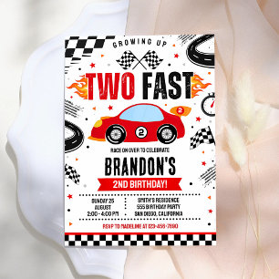 Race Car Two Fast 2nd Birthday Invitation