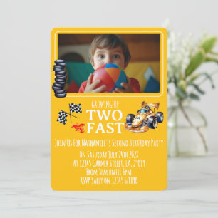 Race Car Two Year Old Photo Party Invite
