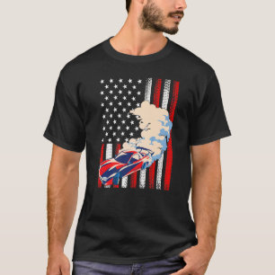 Race Car Us American Flag 4th Of July Patriotic Ra T-Shirt