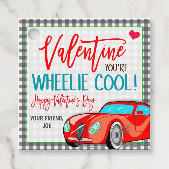 Race Car Valentine Gift Tag (Front)