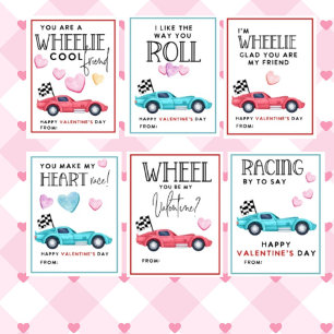 Race car Valentine's Day Kids Classroom cards Custom Letterhead