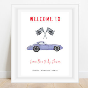 Race Car Welcome Baby Shower Poster