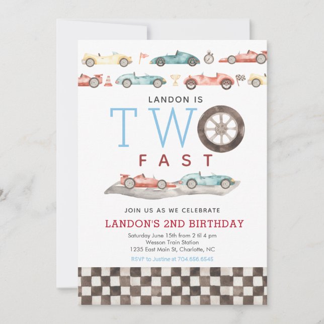 Race Card Birthday Invitation (Front)