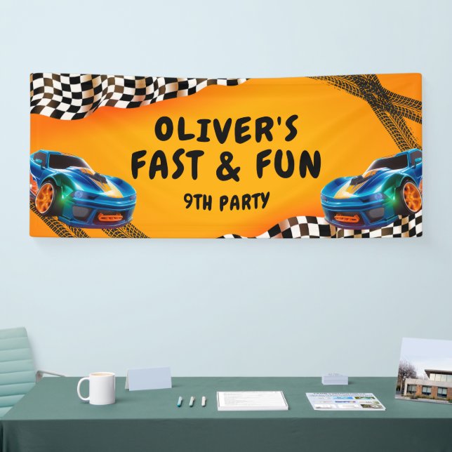 Race Cars Birthday decor – Editable Racing Theme  Banner (Tradeshow)