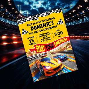Race Cars Birthday Invitation