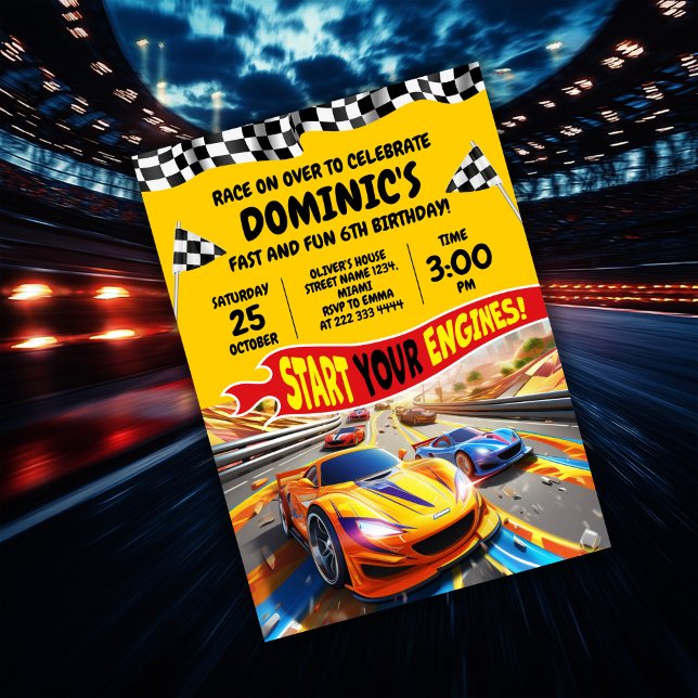 Race Cars Birthday Invitation (Creator Uploaded)
