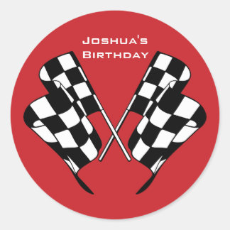 Race Cars Chequered Flag Envelope Seal Sticker