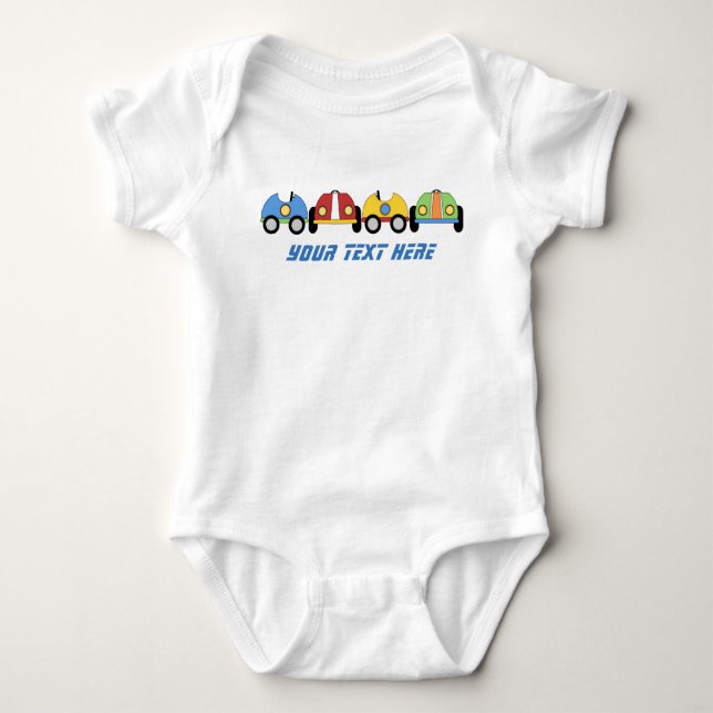 Race Cars Custom Baby Romper Bodysuit (Front)