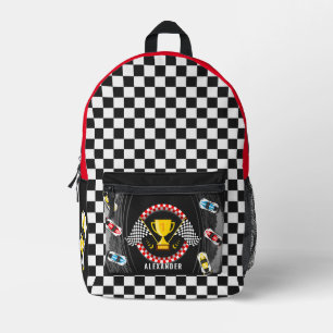 Race Cars Drifting Trophy Flag Racing Championship Printed Backpack