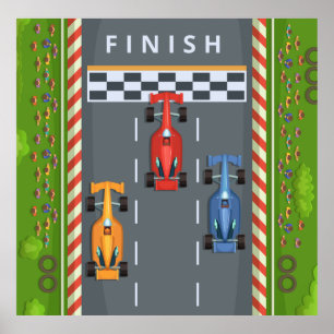 Race Cars Finish Line Poster