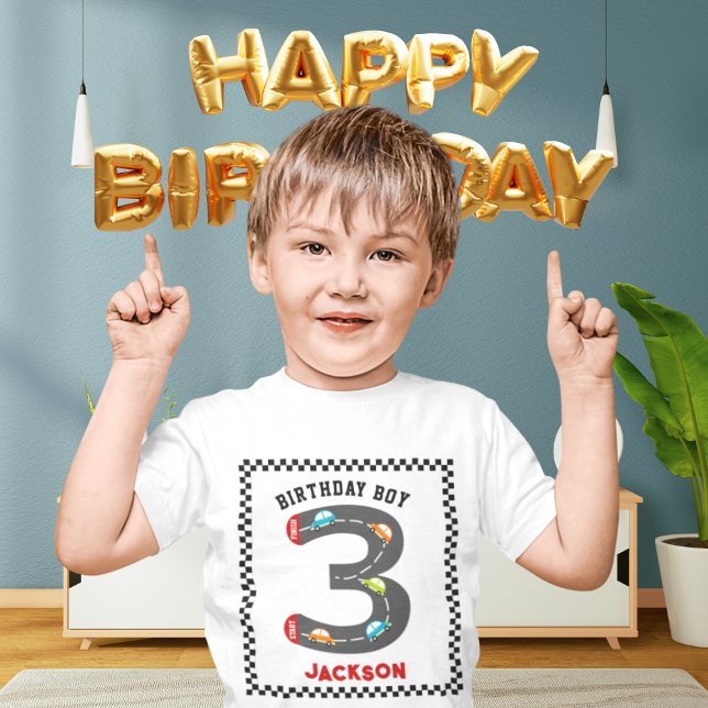 Race Cars Third Birthday Boy Toddler T-Shirt (Creator Uploaded)
