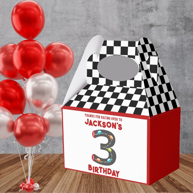 Race Cars Third Birthday Kids Party Favour Box (Creator Uploaded)
