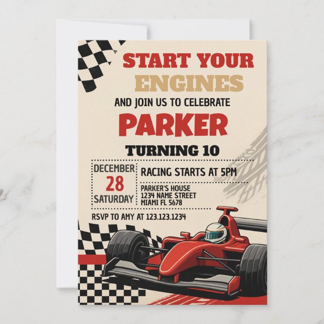 Race Day Birthday Invitation (Front)