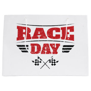 Race Day Chequered Flag Car Racing Large Gift Bag