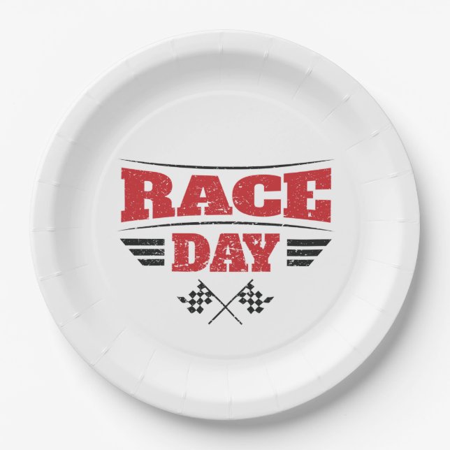 Race Day Chequered Flag Car Racing Medium Gift Bag Paper Plate (Front)