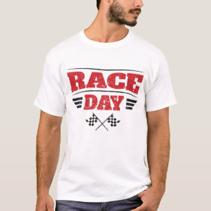 Race Day Chequered Flag Car Racing T-Shirt