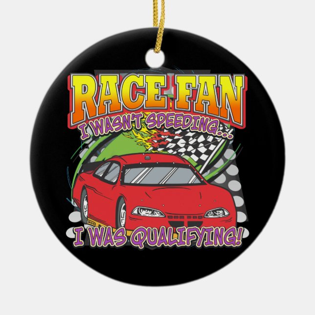 Race Fan Qualifying Ceramic Tree Decoration (Front)