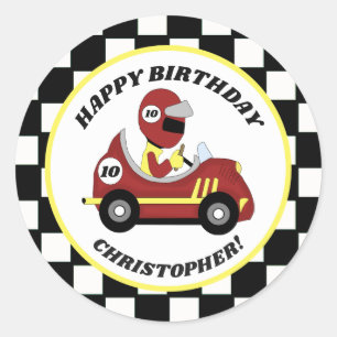 Race Fans Personalised Birthday Party Stickers