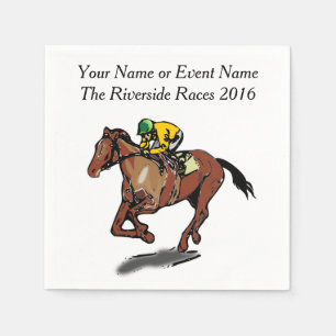 Race Horse and Jockey Custom Steeplechase Party Napkin